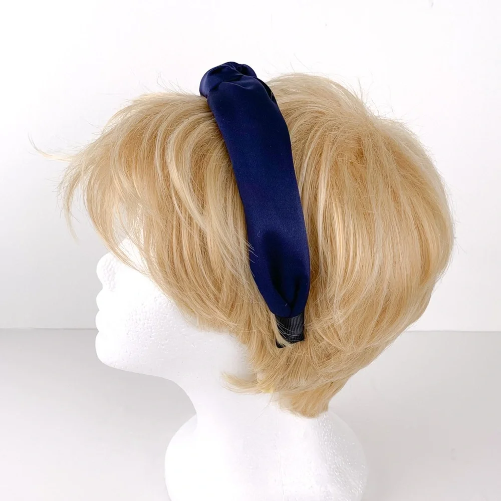 Navy satin headband women's unbranded hair band navy blue satin with knot detail